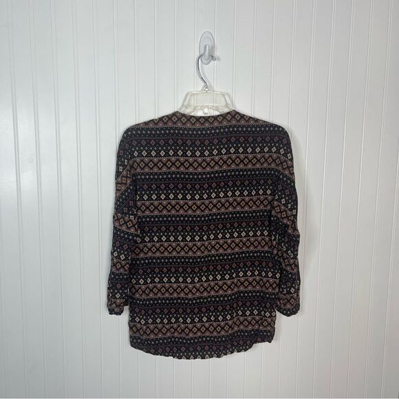 Anthropologie Tyhlo Top Small Brown Black Boho Peasant Casual 3/4 Sleeve - Picture 6 of 6